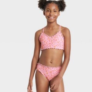 Girls' 2pc Wild One Bikini Set - art class™ Peach Orange